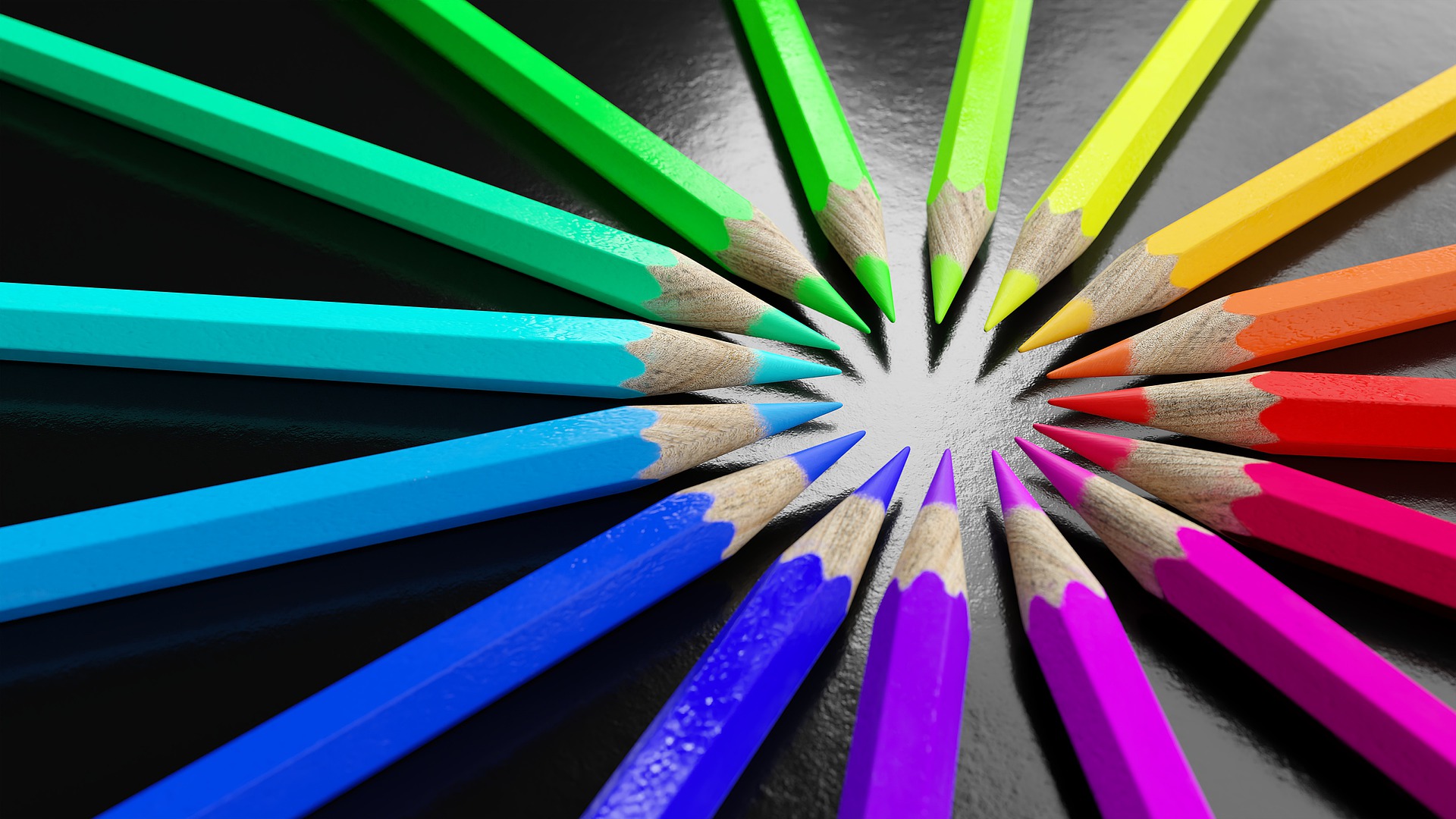 Crayons de couleurs représentant les différentes couleurs d'une charte graphique