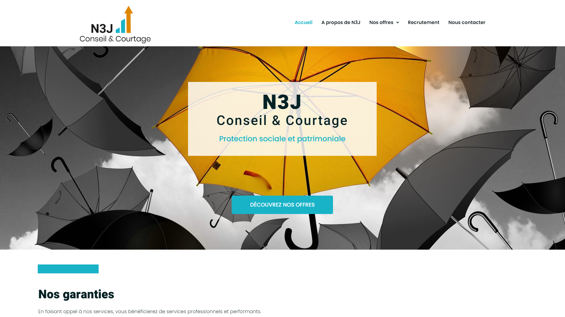 Site vitrine N3J Conseil et Courtage, créé par Comm' Julie, agence web et print.