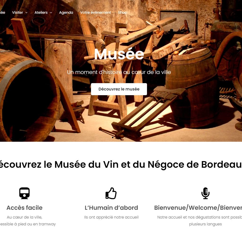 Site vitrine Musée du vin et du négoce de Bordeaux