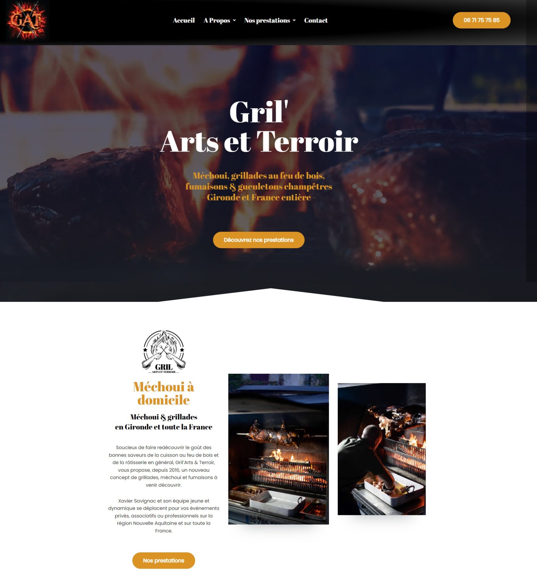 Site one page de Gril Arts et Terroir, créé par Comm' Julie.